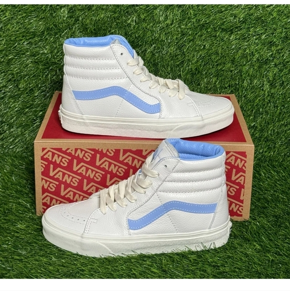 VANS Sk8-Hi Vintage Leather Blanc de Blanc Blue Men's Size 8.5, 11 or 11.5 - Picture 1 of 5